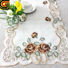 100% polyester coffee embroidery table cloth runner